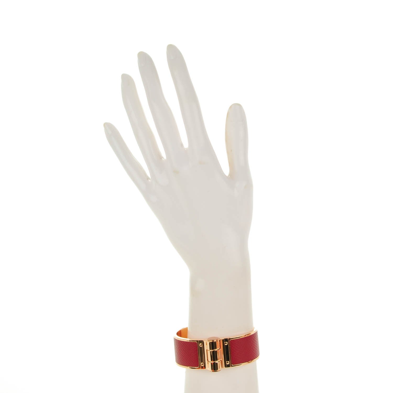 Hermes Epsom Charniere Uni Wide Hinged Bracelet S Rouge Grenat 2 of 4