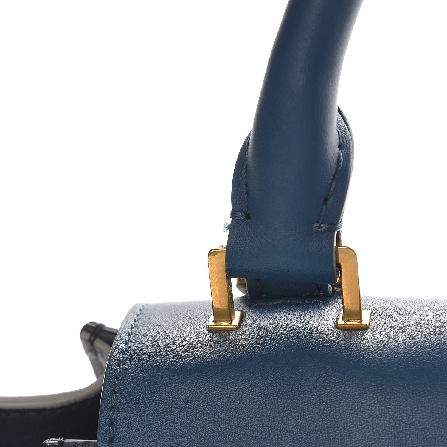 Celine Smooth Calfskin Medium Tri-Color Trapeze Metallic Blue 10 of 10