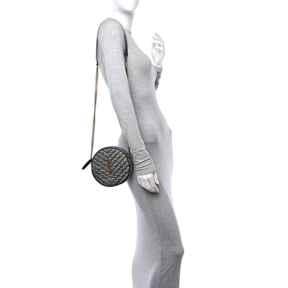 Saint Laurent Denim Quilted Monogram Round Crossbody Bag Rodeo Blue 2 of 10
