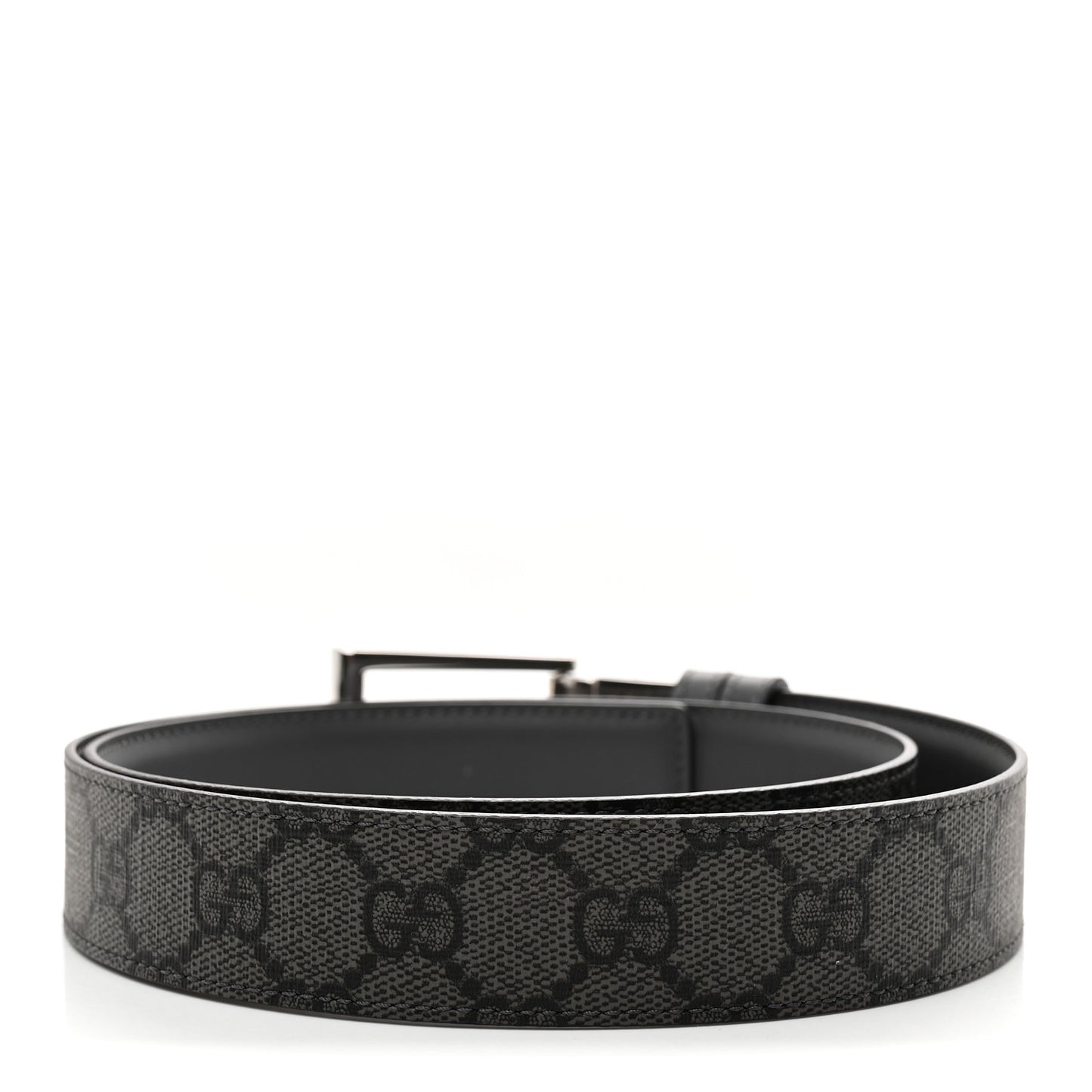 Selleria Calfskin GG Supreme Monogram Reversible Belt 80 32 Graphite Grey Black