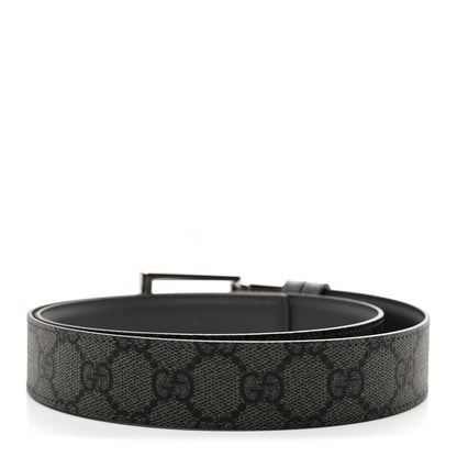Gucci Selleria Calfskin GG Supreme Monogram Reversible Belt 80 32 Graphite Grey Black 2 of 5