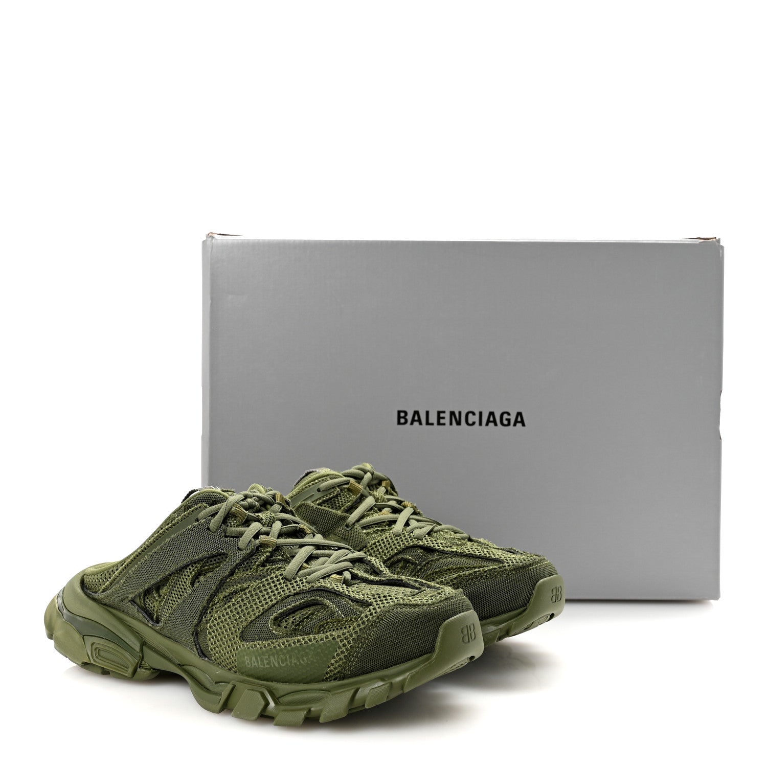 Balenciaga Mesh Rubber Mens Track Mules 41 Kaki 1787172 – FASHIONPHILE