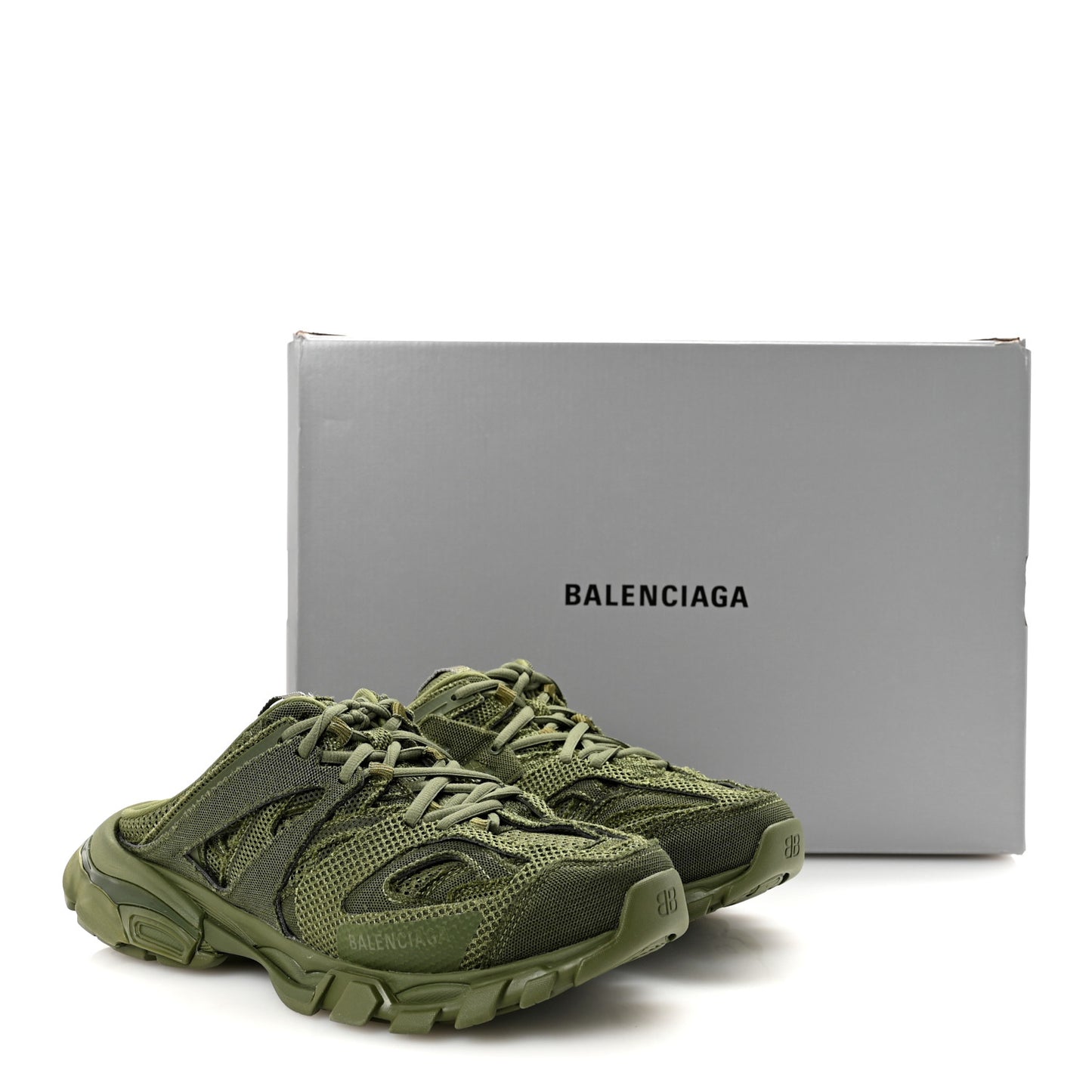 Mesh Rubber Mens Track Mules 41 Kaki