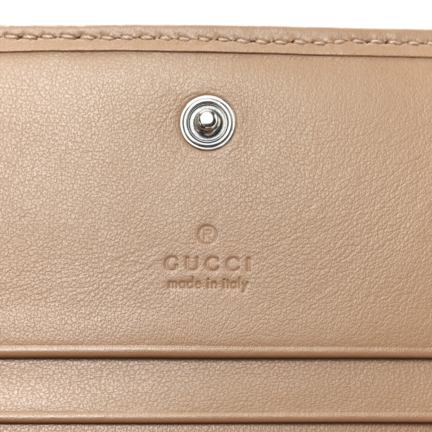 Gucci Calfskin Matelasse Monochrome GG Marmont Card Case Wallet Camelia 6 of 8