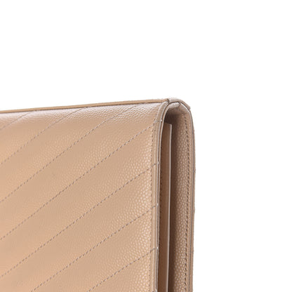 Saint Laurent Grain De Poudre Matelasse Chevron Monogram Chain Wallet Nude Powder 15 of 16