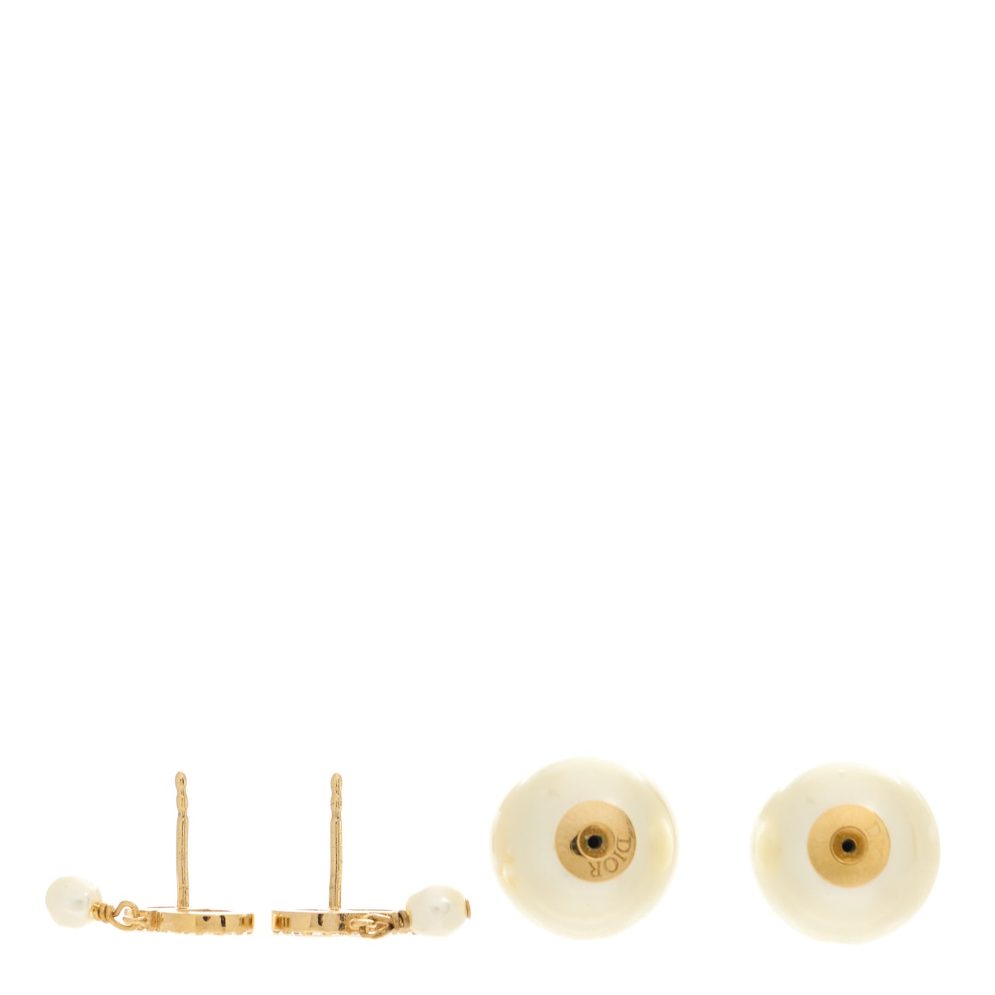 Pearl Crystal Tribal CD Drop Earrings Gold