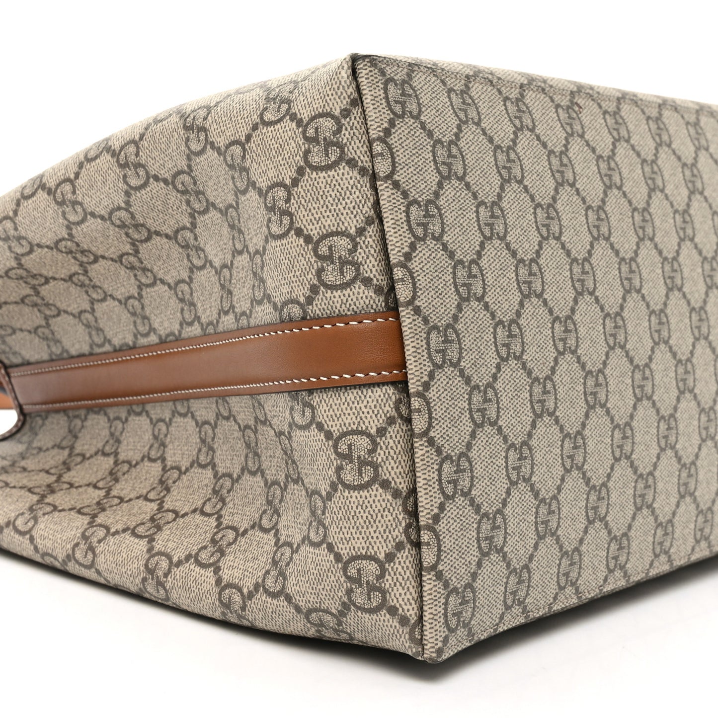 GG Supreme Monogram Emblem Large Tote Bag Beige Dark Brown