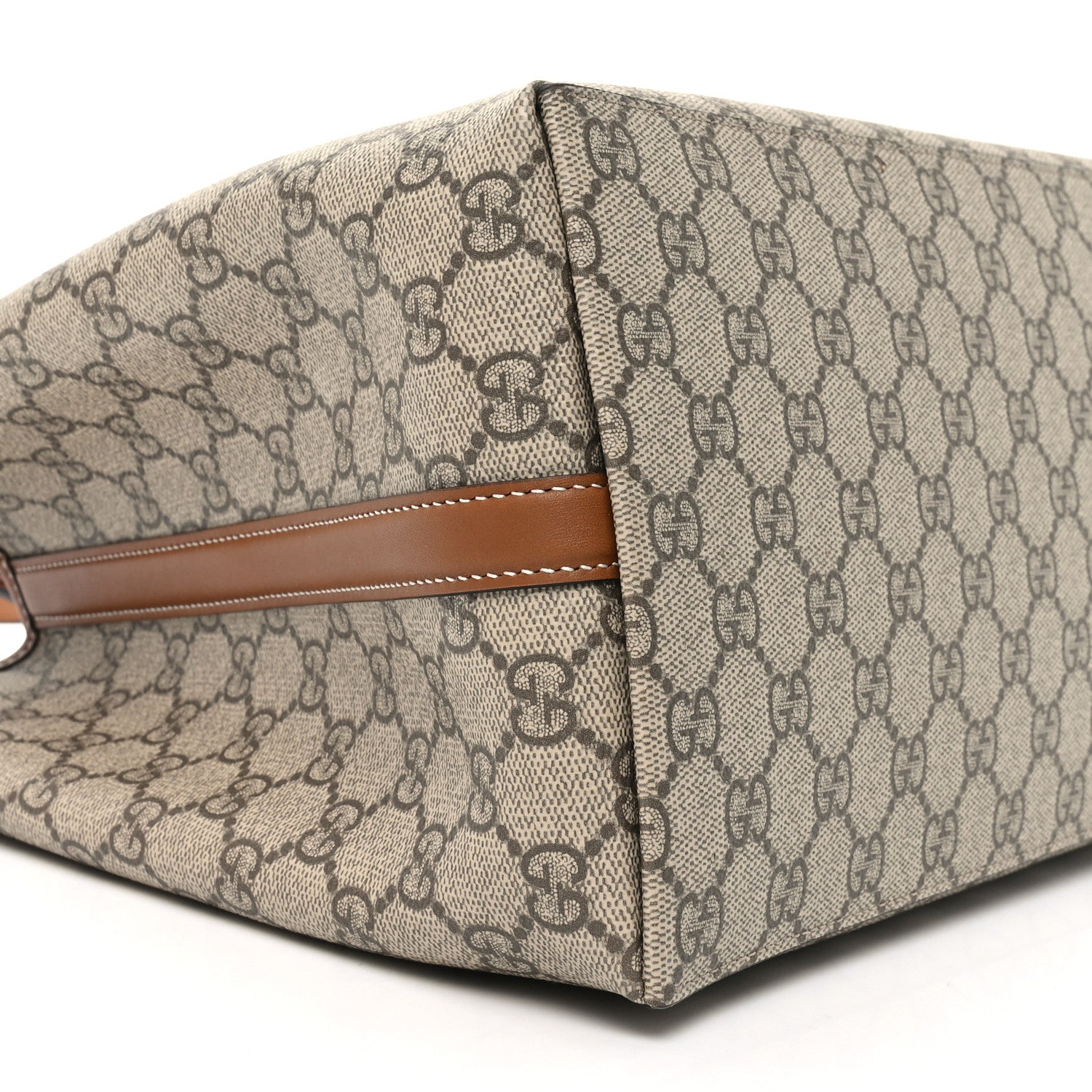 Gucci GG Supreme Monogram Emblem Large Tote Bag Beige Dark Brown 8 of 9