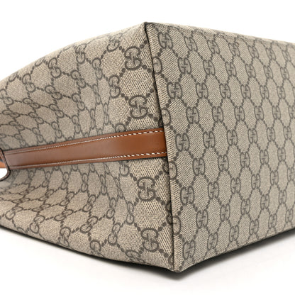 Gucci GG Supreme Monogram Emblem Large Tote Bag Beige Dark Brown 8 of 9