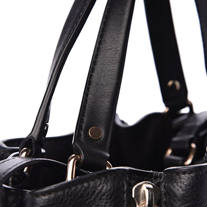 Burberry Grainy Calfskin House Check Small Maidstone Black 9 of 11