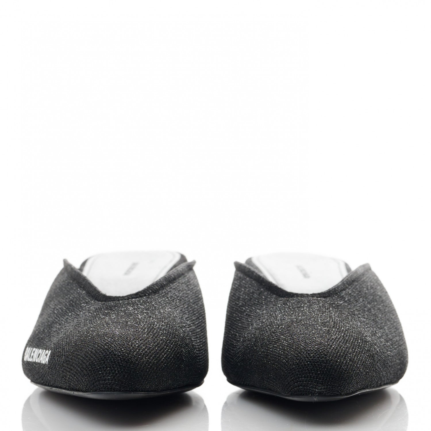 Balenciaga Glitter Knit Pointed Toe Mules 38.5 Black 2 of 8