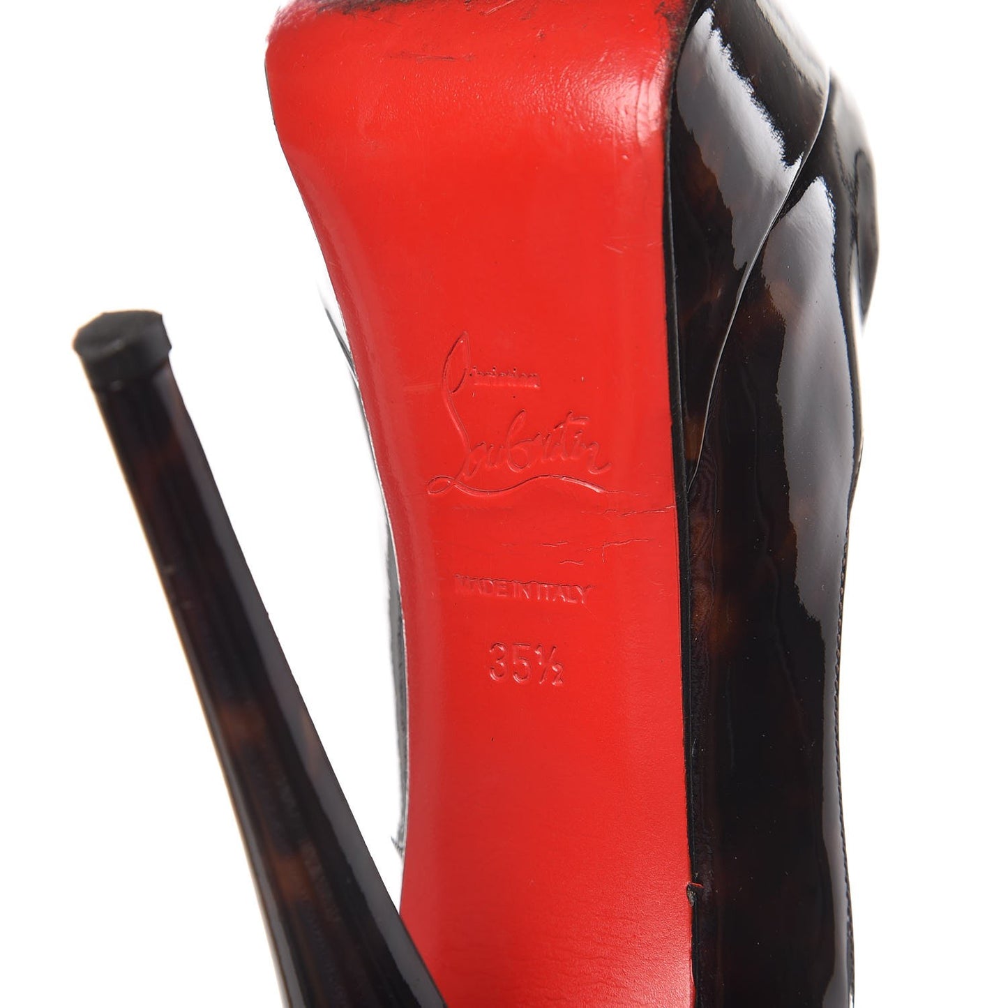 Patent Tortoiseshell Lady Peep 150 Pumps 35.5 Tartaruga