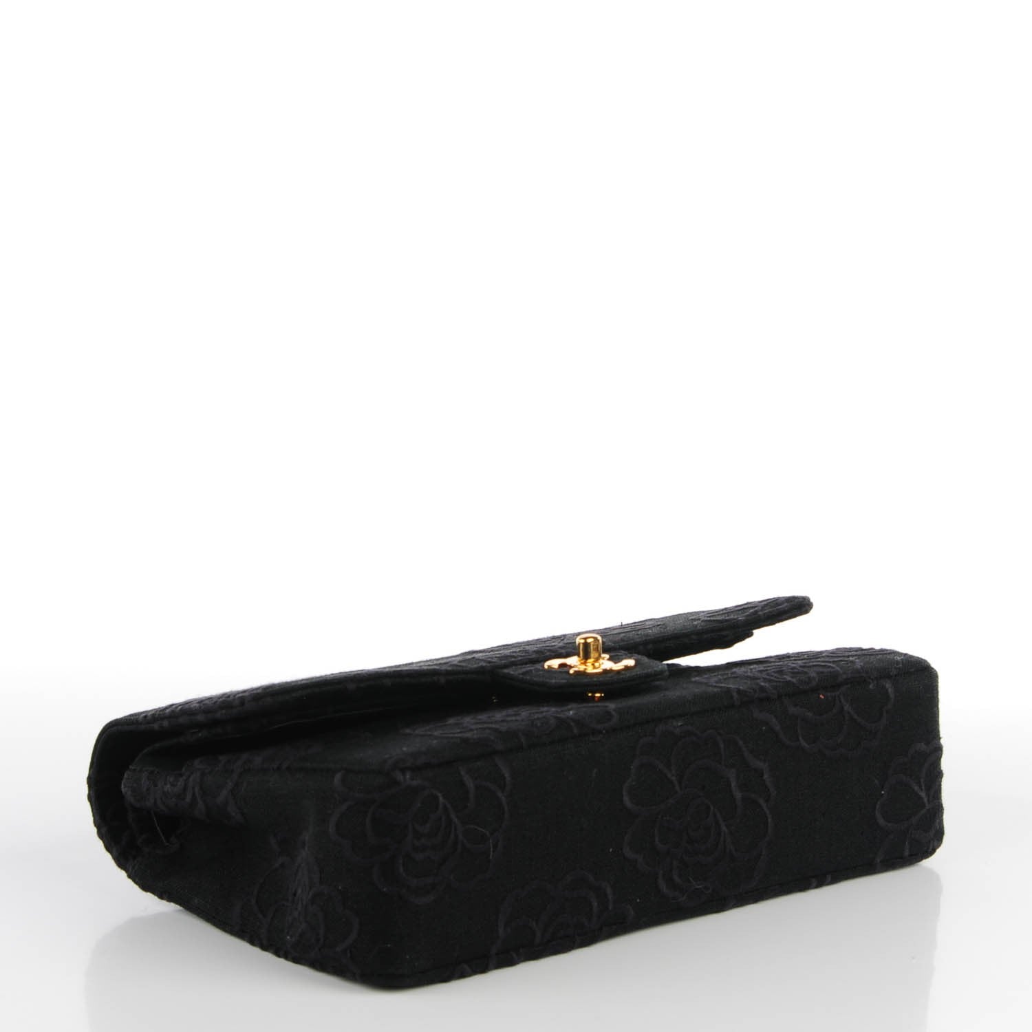 Chanel Canvas Camellia Embroidered Medium Double Flap Black 4 of 9