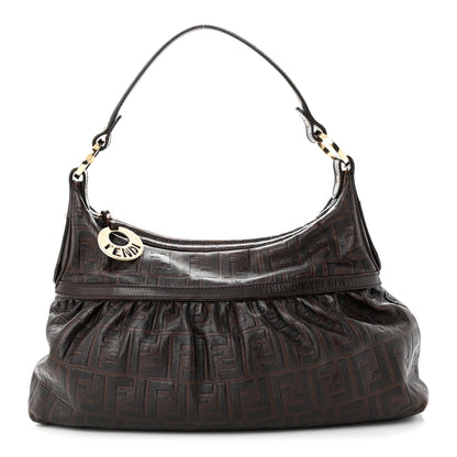 Fendi Vitello FF Embossed Chef Hobo Brown 1 of 13