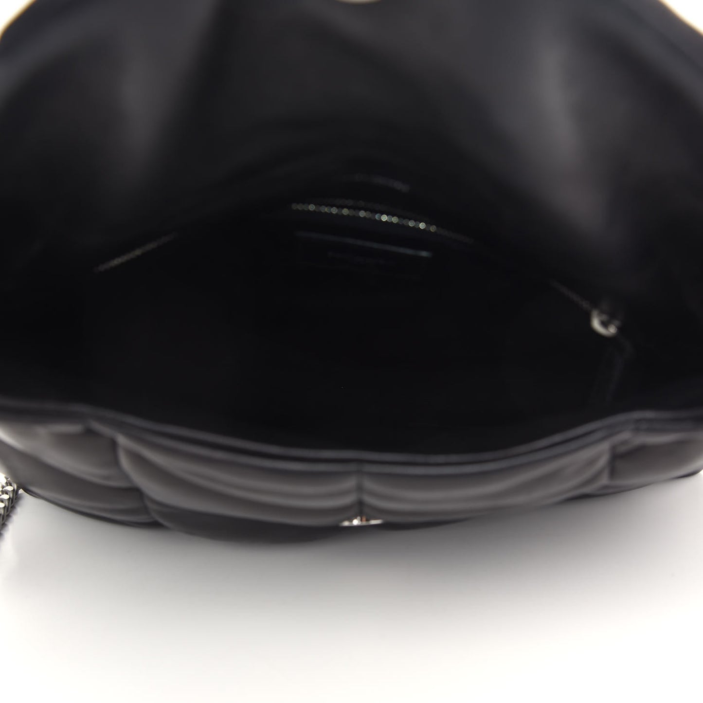 Lambskin Quilted Medium Loulou Puffer Monogram Chain Satchel Black