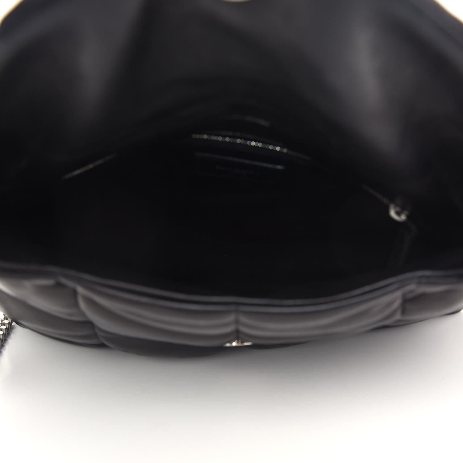 Saint Laurent Lambskin Quilted Medium Loulou Puffer Monogram Chain Satchel Black 5 of 9