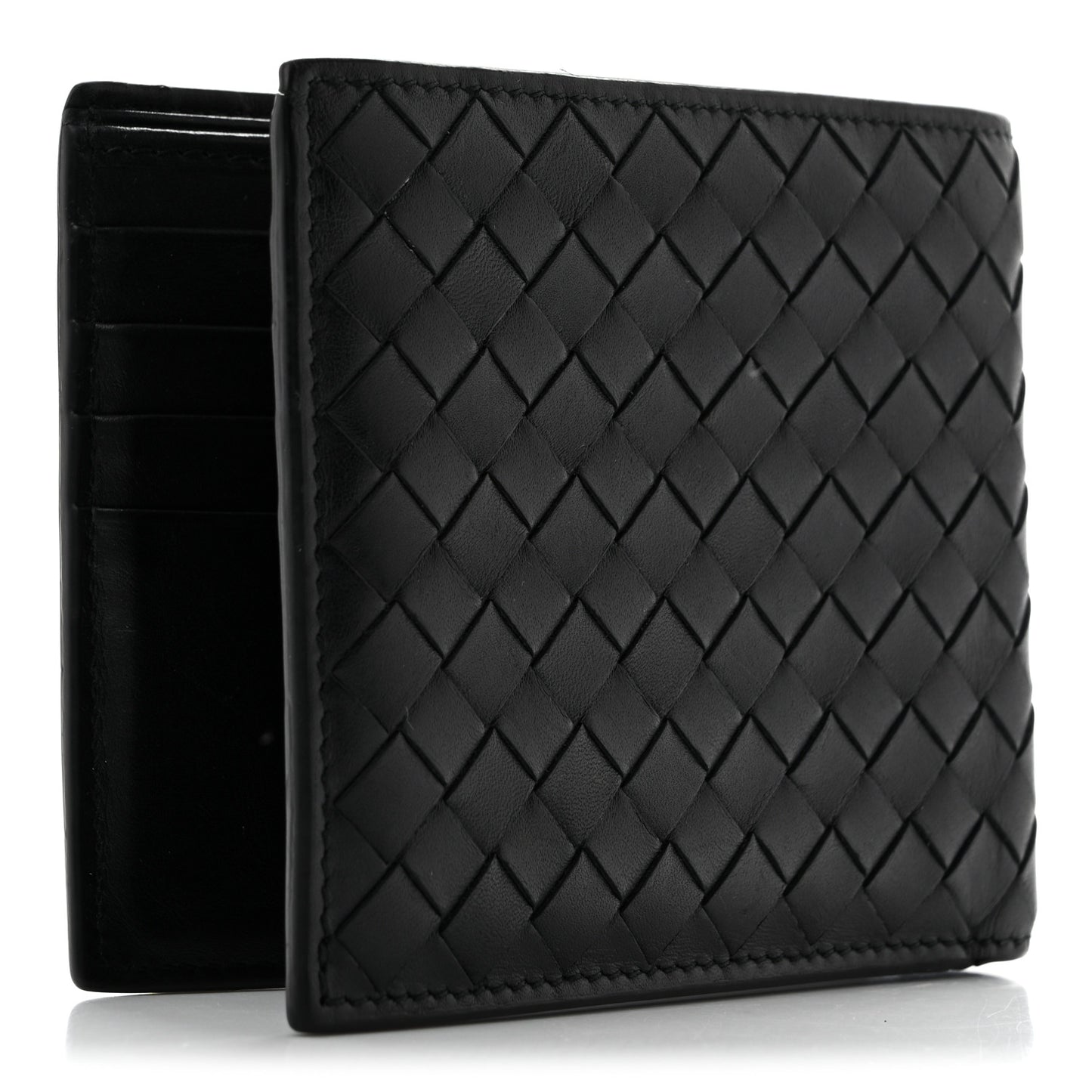 Nappa Intrecciato Bi-Fold Wallet Black