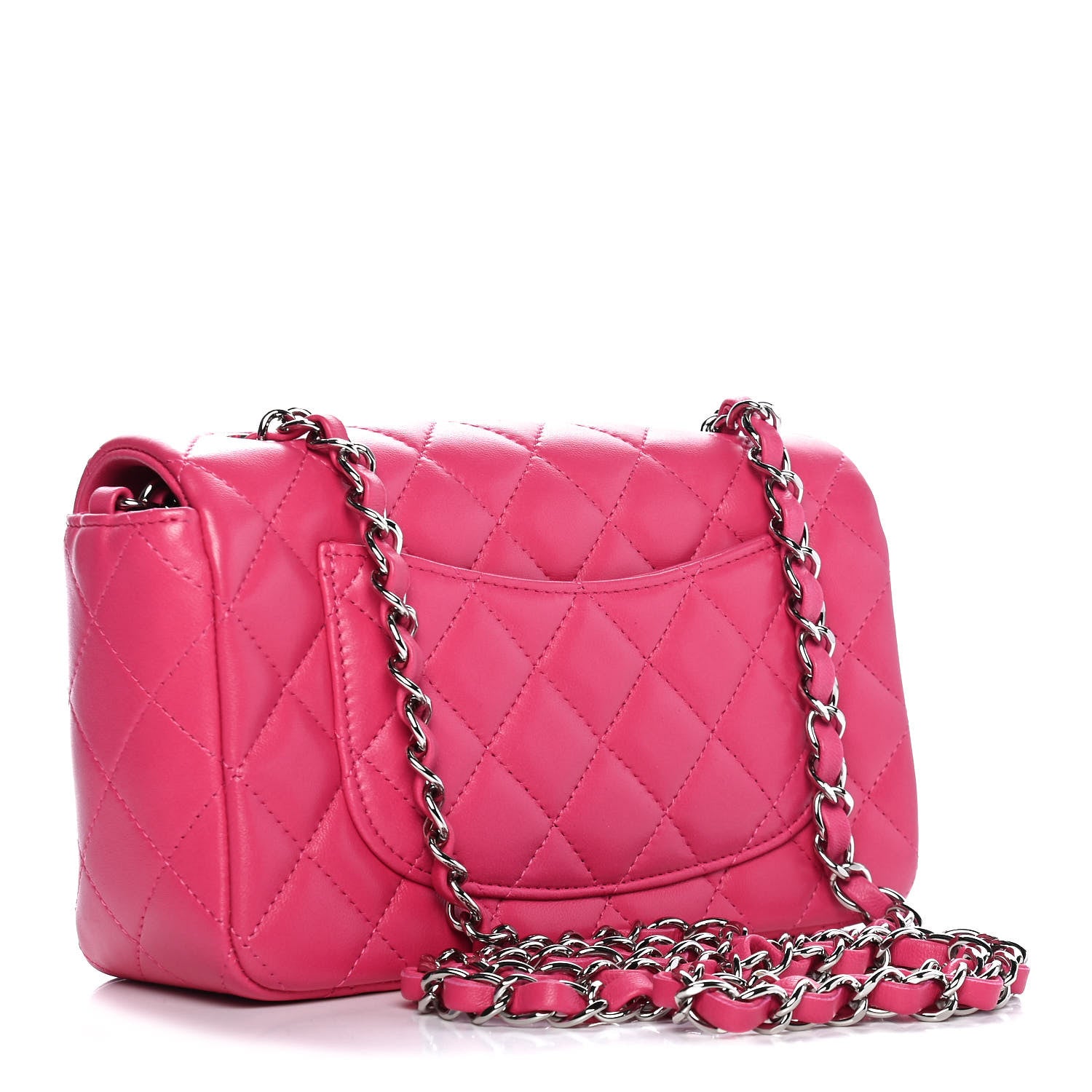 Chanel Lambskin Quilted Mini Rectangular Flap Dark Pink 2 of 5