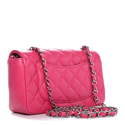 Chanel Lambskin Quilted Mini Rectangular Flap Dark Pink 2 of 5