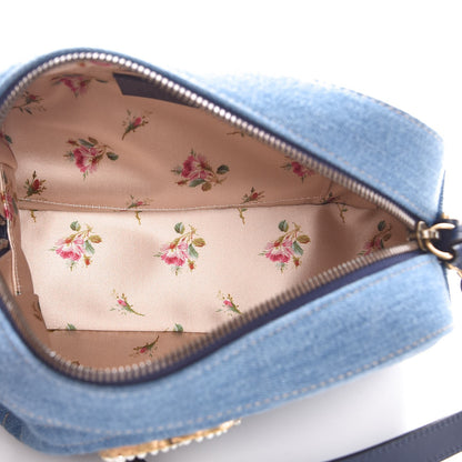 Gucci Denim Matelasse Small Pearly GG Marmont Chain Shoulder Bag Blue 5 of 8