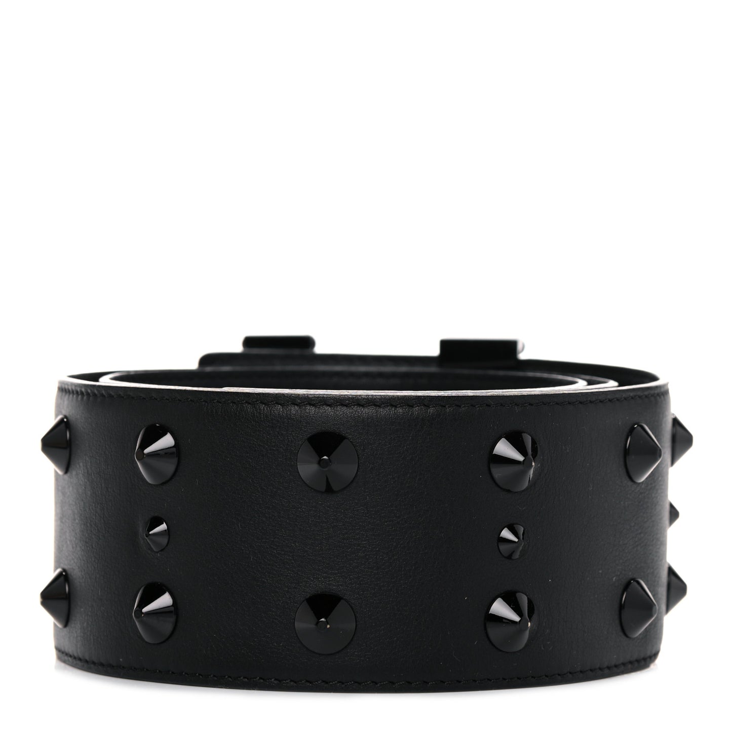 Calfskin LV Initiales Clous Belt 85 34 Black