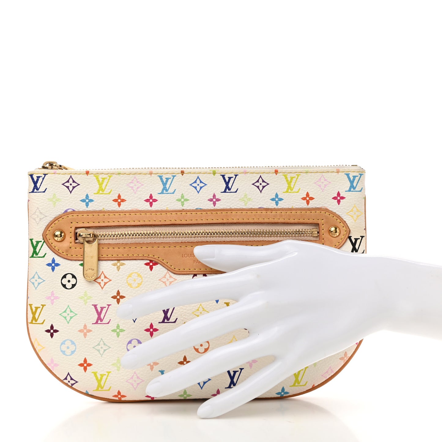Monogram Multicolor Pochette Plate GM White