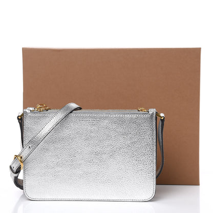 Burberry Metallic Goatskin Penhurst D-Ring Triple Zip Crossbody Bag Silver 9 of 9