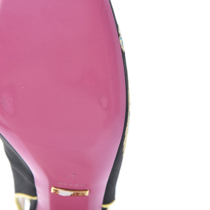 Gucci Satin Embroidered Dragon Caspar Pumps 37 Black 14 of 16