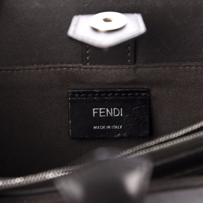 Fendi Metallic Calfskin Crocodile Embroidered Petite 2Jours Tote Silver Mirror 8 of 15