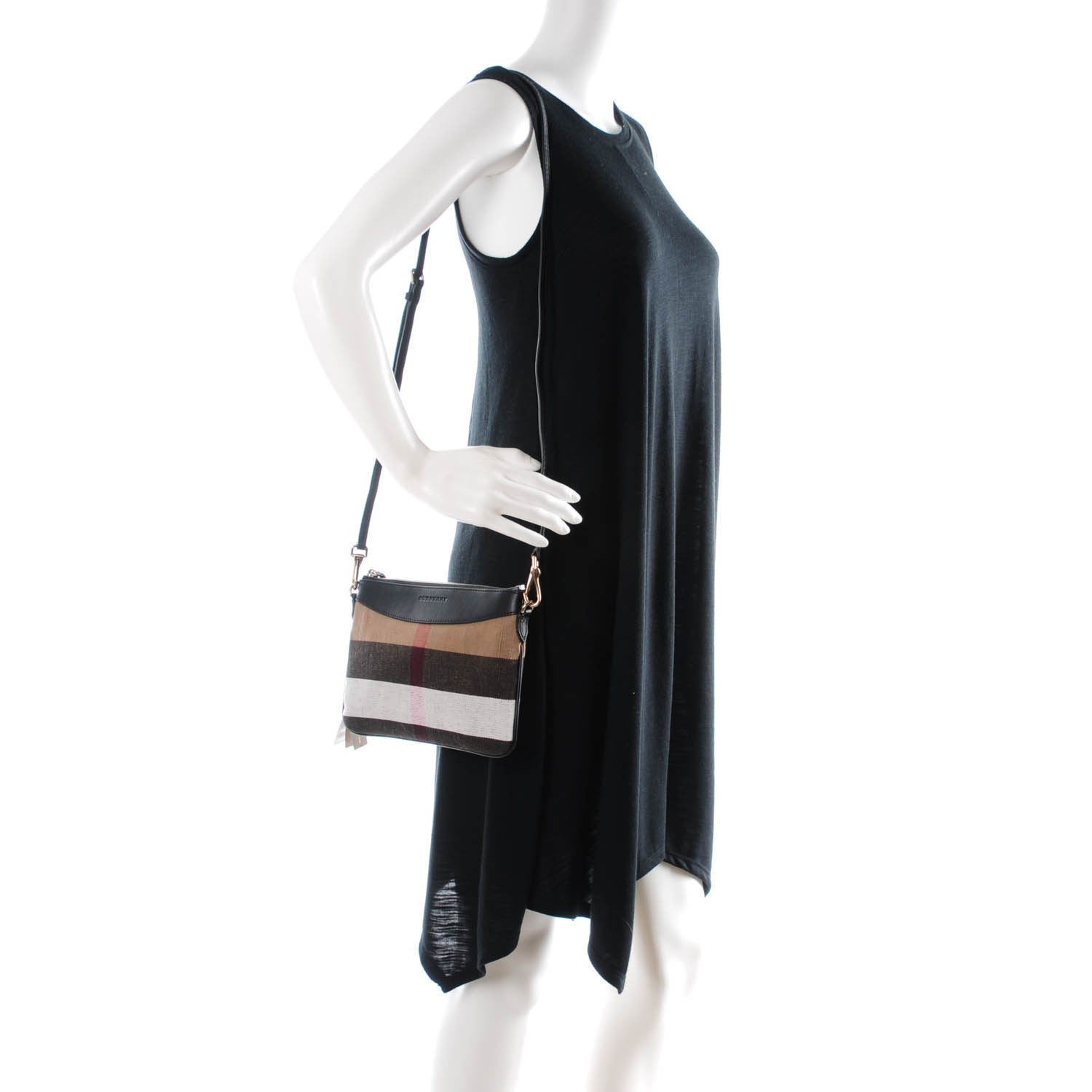 Burberry Mega Check Peyton Crossbody Clutch Bag Black 2 of 8