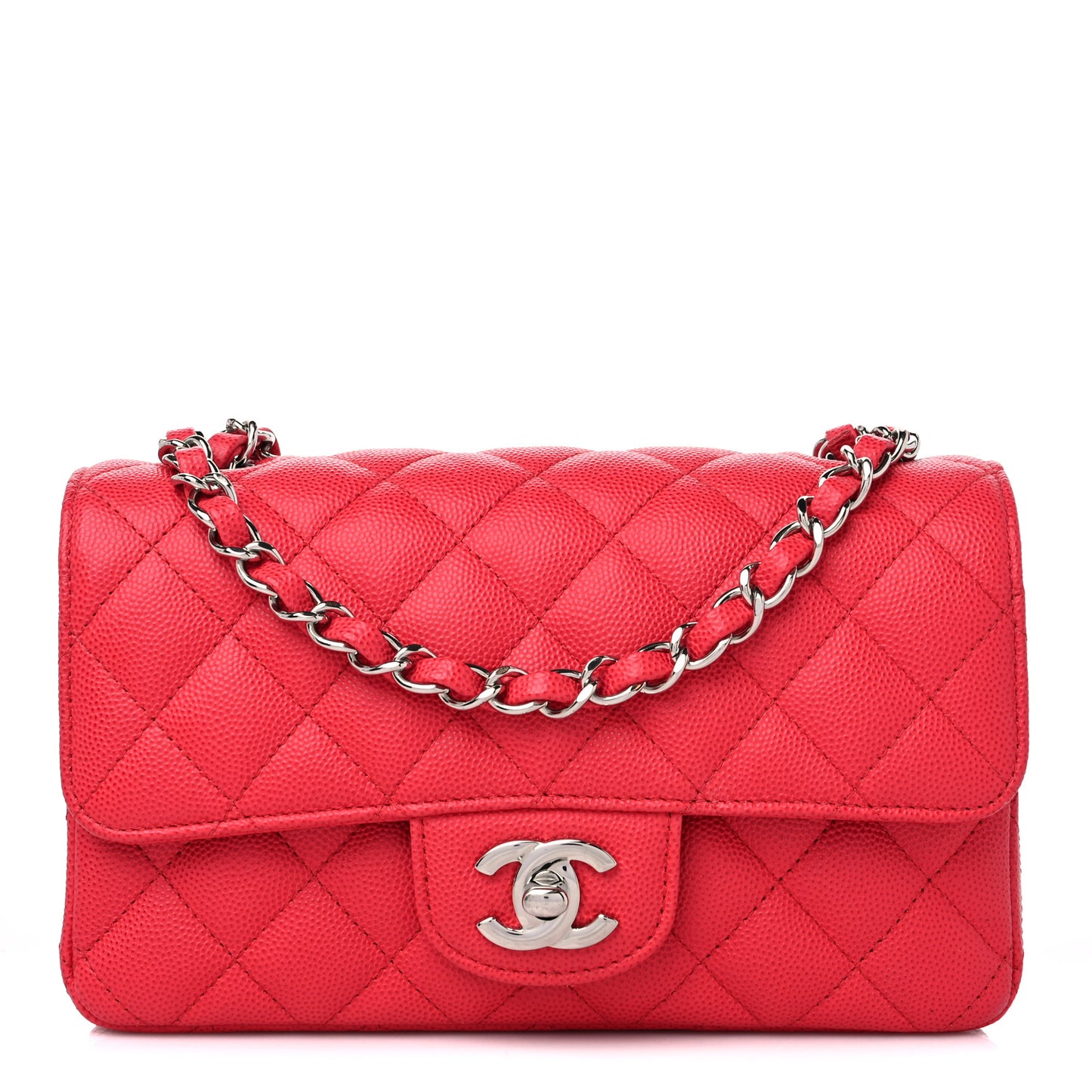 Caviar Quilted Mini Rectangular Flap Dark Pink