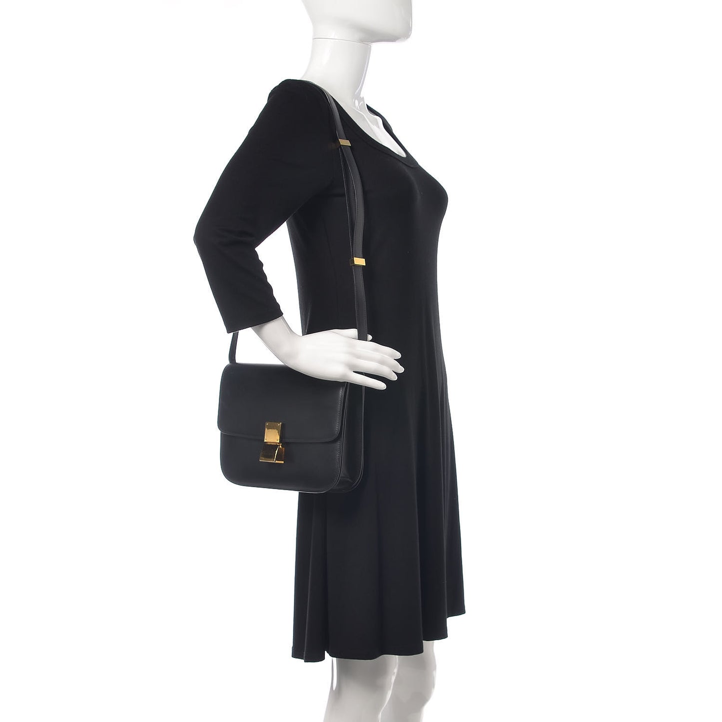 Box Calfskin Medium Classic Box Flap Bag Black