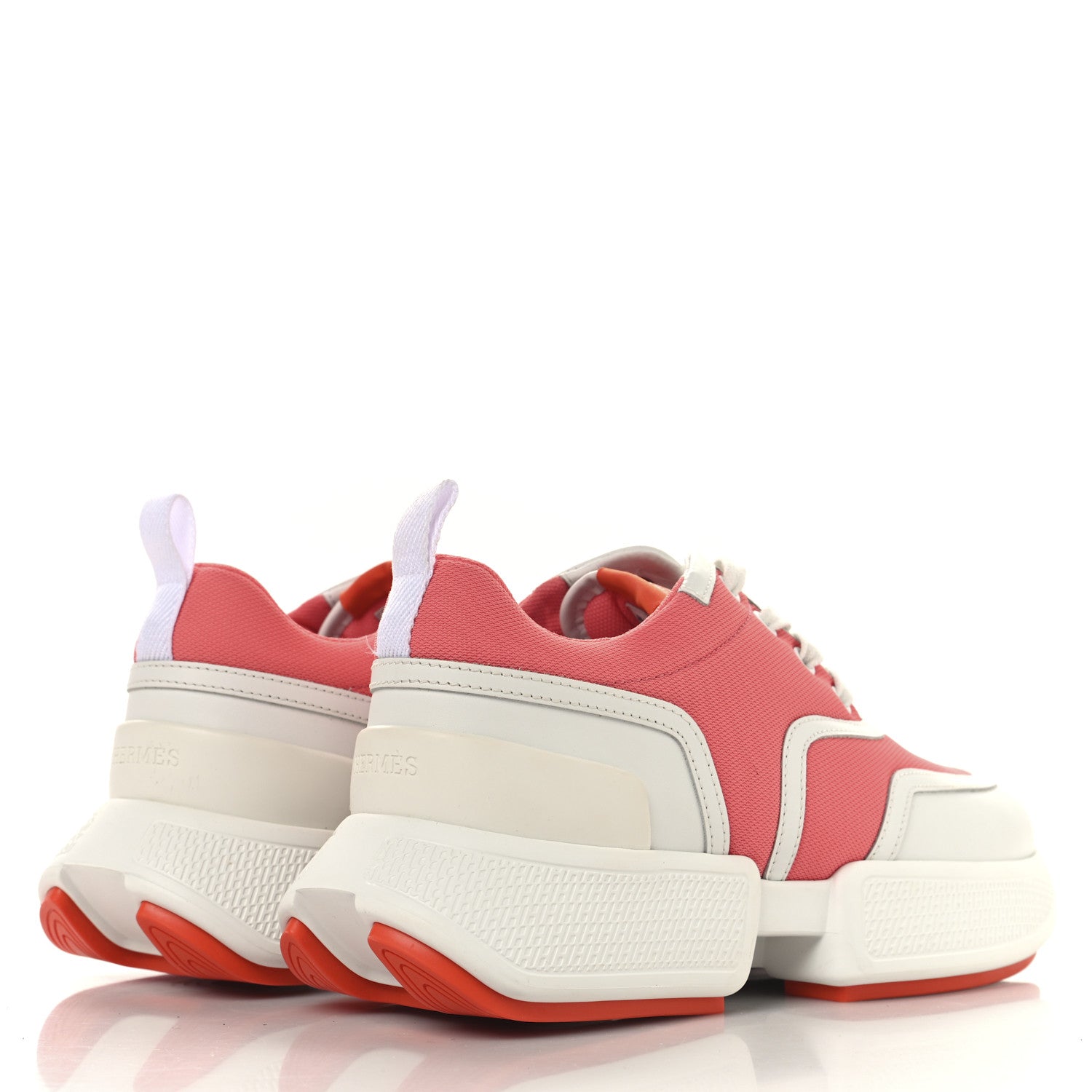 Hermes Mesh Calfskin Womens Giga Sneakers 37 Rose Du Desert White 5 of 10