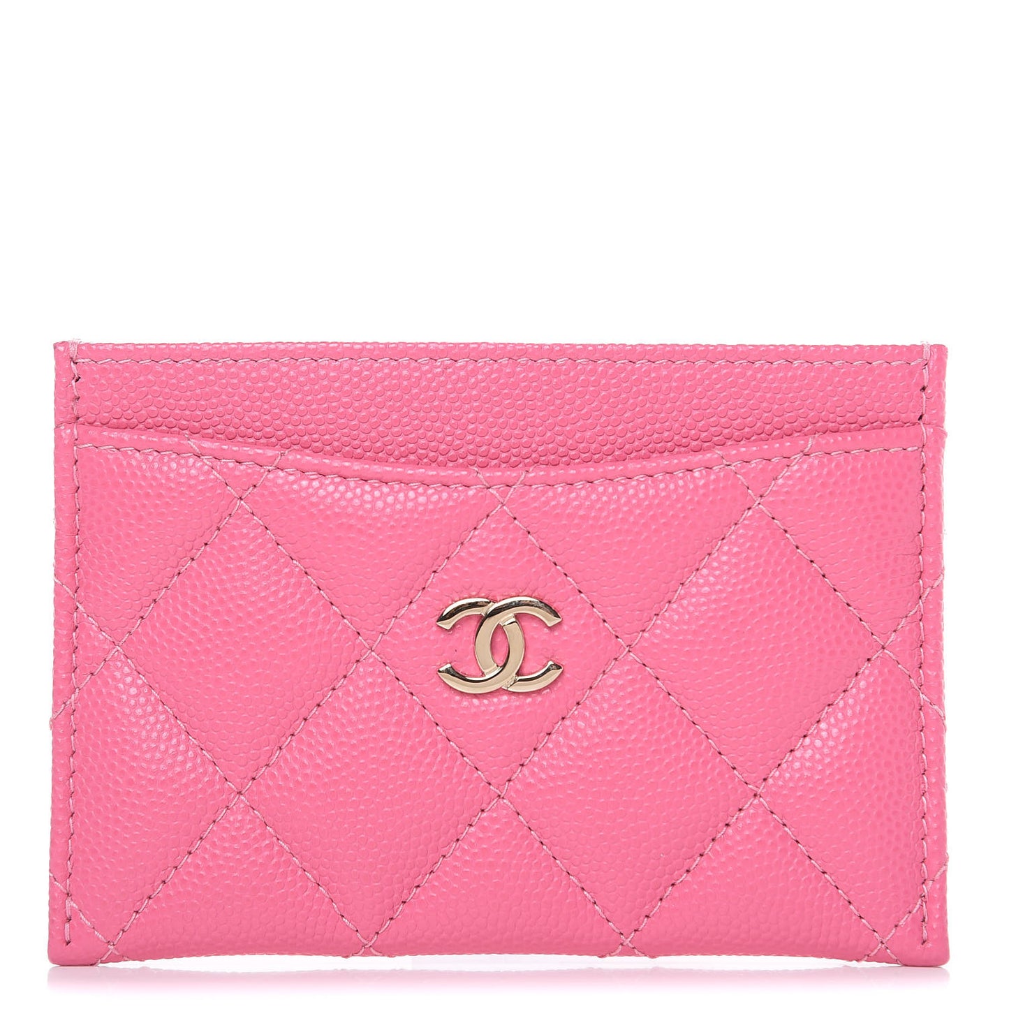 Caviar Quilted Card Holder Pink