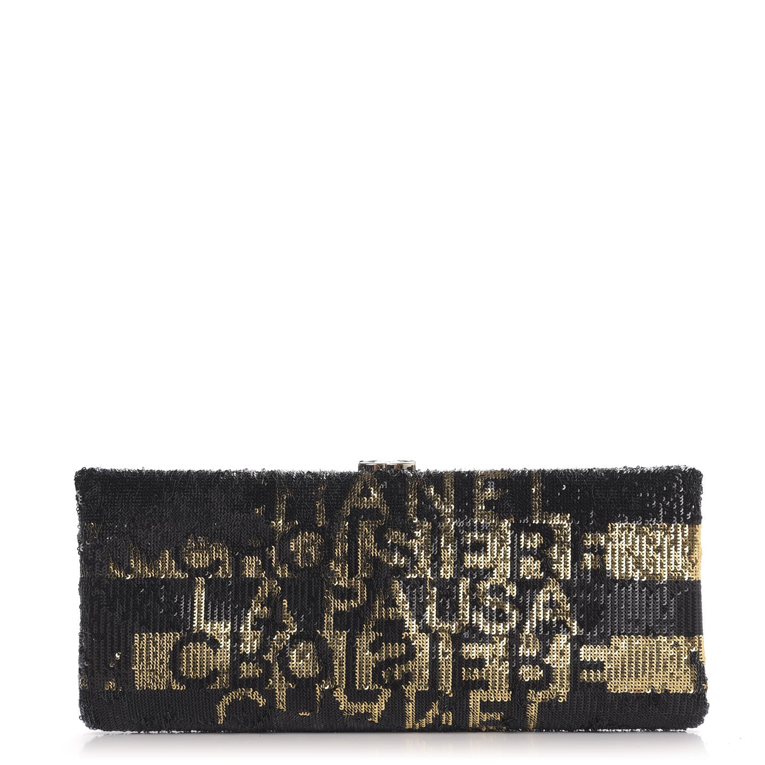 Chanel Sequin La Pausa Clutch Black Gold 1 of 8