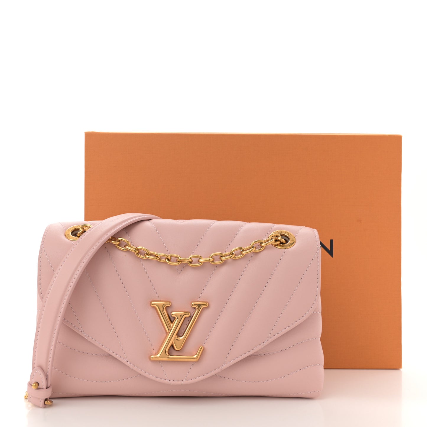 Calfskin New Wave Chain MM NM  Rose Ballerine