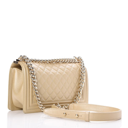 Chanel Pearly Caviar Quilted Medium Boy Flap Light Gold 3 of 7