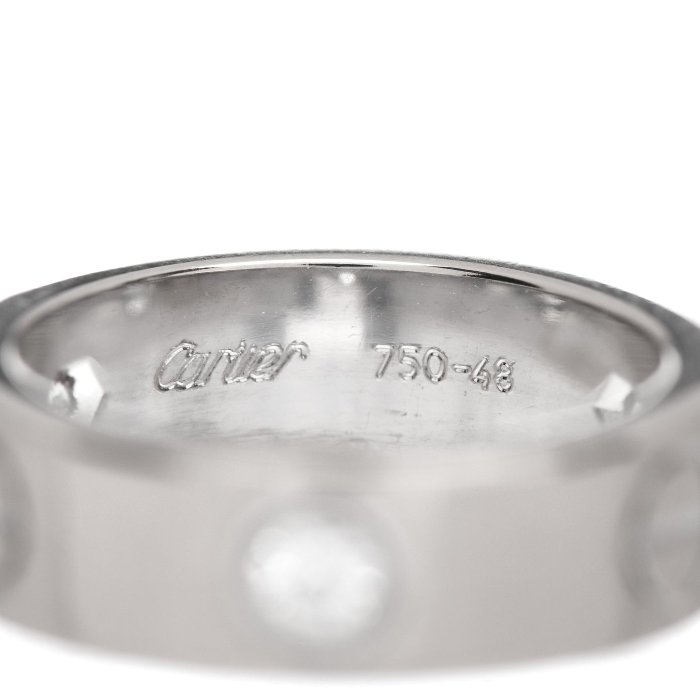 18K White Gold 3 Diamond 5.5mm LOVE Ring 47 4.25
