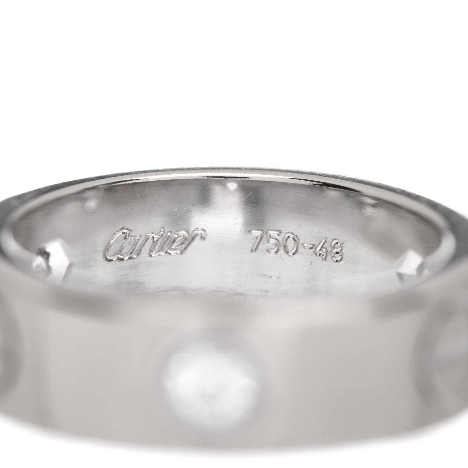Cartier 18K White Gold 3 Diamond 5.5mm LOVE Ring 47 4.25 4 of 5