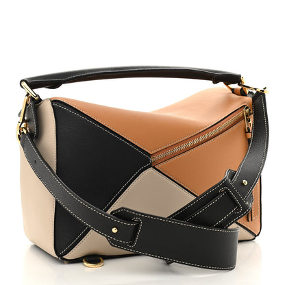 Loewe Grained Calfskin Medium Puzzle Bag Amber Light Oat 3 of 10