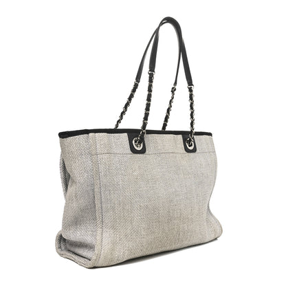 Chanel Woven Straw Raffia Small Deauville Tote Grey 2 of 10