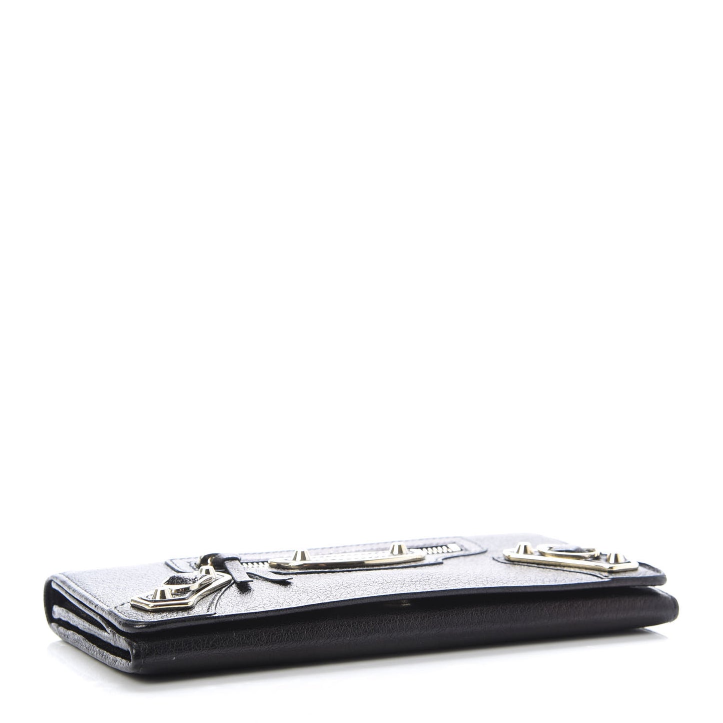 Chevre Gold Metallic Edge Hardware Money Wallet Black