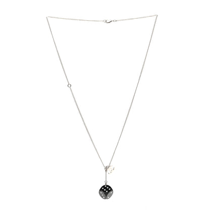 Chanel Resin Crystal CC Dice Necklace Black Silver 3 of 7