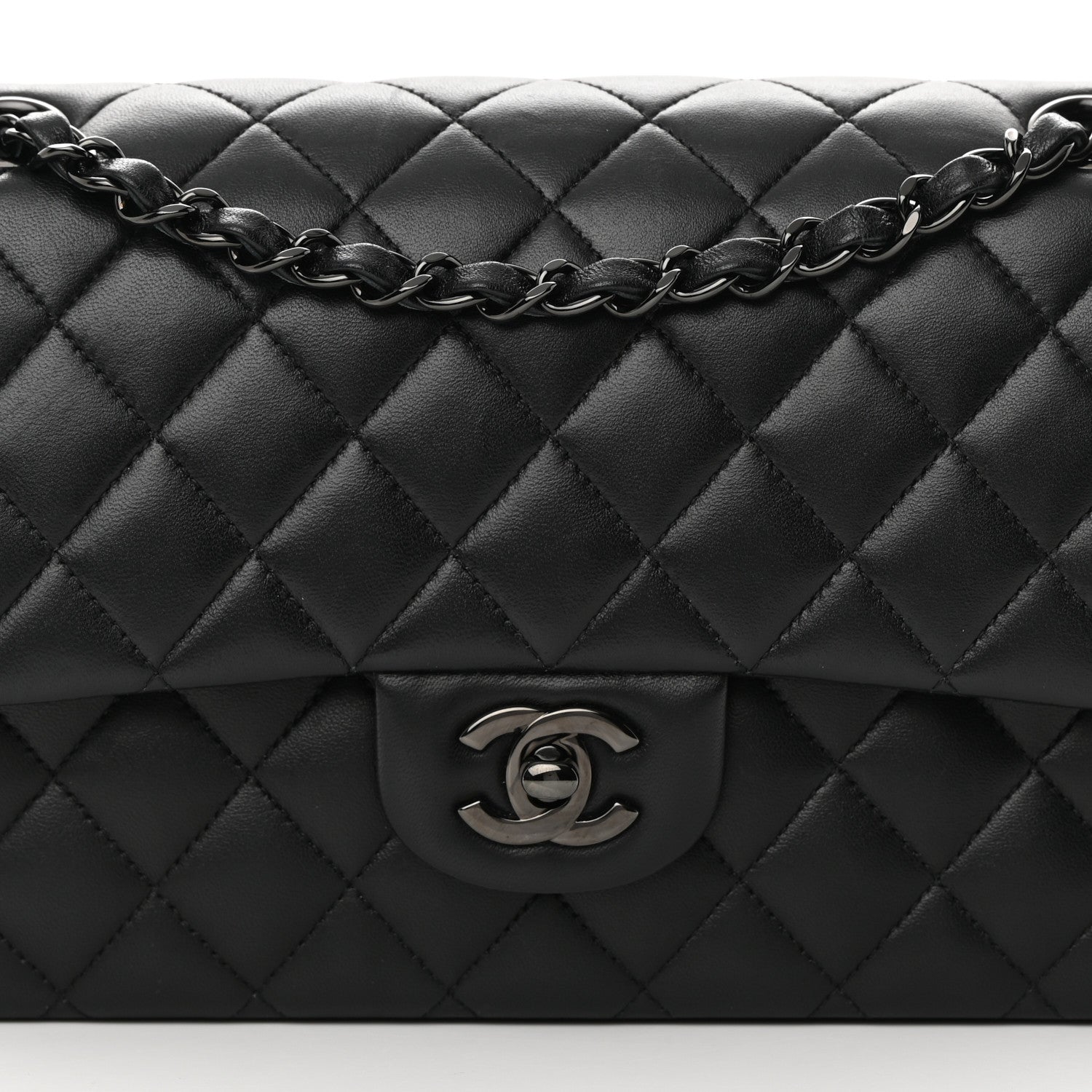 Chanel Lambskin Quilted Medium Double Flap So Black 8 of 18