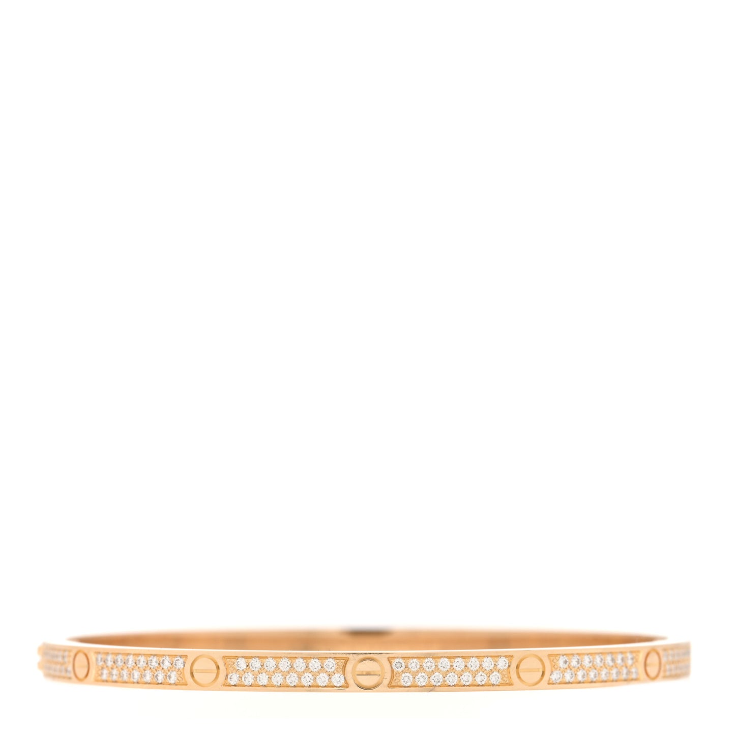 18K Yellow Gold Diamond Small LOVE Paved Bracelet 17