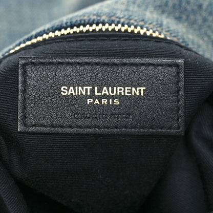 Saint Laurent Denim Quilted Medium Loulou Puffer Monogram Chain Satchel Blue Black 6 of 10