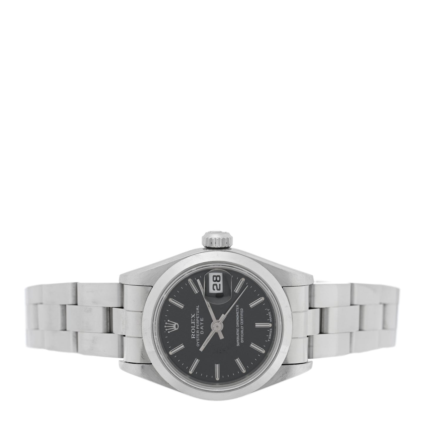 Stainless Steel 26mm Oyster Perpetual Date Watch Black 69160