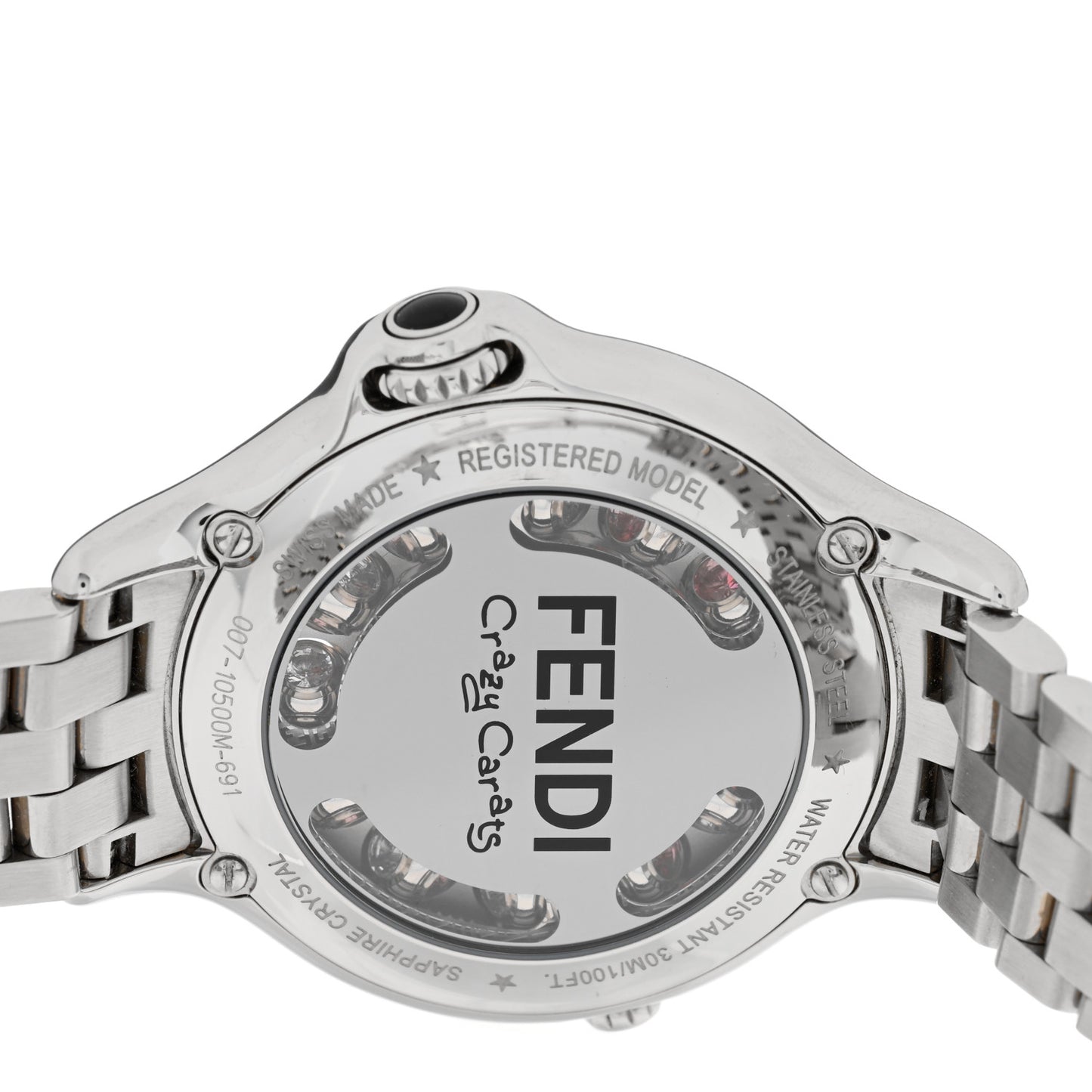 Stainless Steel Diamond Topaz 38mm Crazy Carats Rotating Gem Quartz Watch