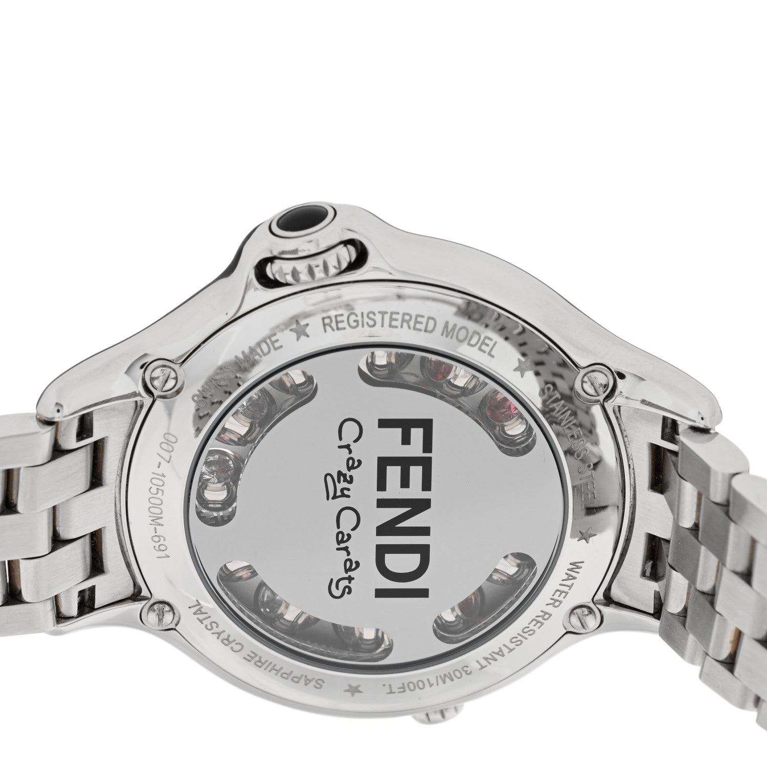 Fendi Stainless Steel Diamond Topaz 38mm Crazy Carats Rotating Gem Quartz Watch 6 of 7