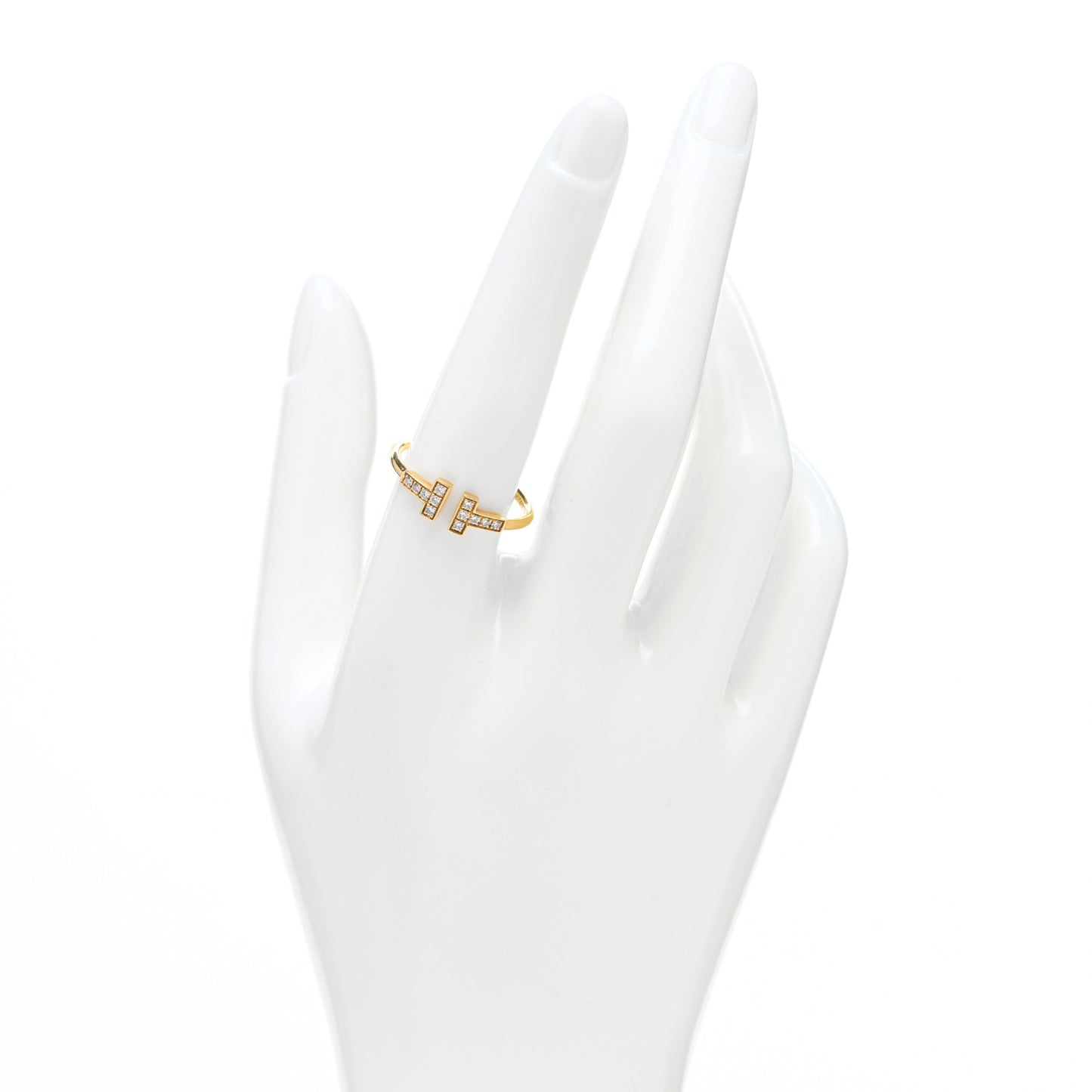 18K Yellow Gold Diamond T Wire Ring 59 8.75